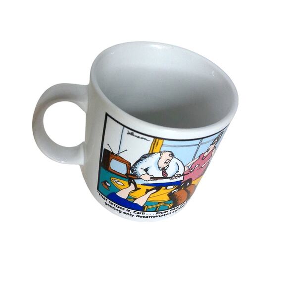 Vintage 1980 The Far Side Gary Lawson Settles It Carl Only Decaffeinated Coffee - Picture 5 of 6